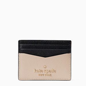 Kate Spade Staci Colorblock Small Slim Card Holder Warm Beige Multi